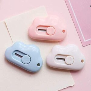 JQYXSS 3 Pcs Cloud Shaped Mini Art Utility Knives Box Cutter Retractable Letter OpenerPortable, Suitable for Cutting Envelopes