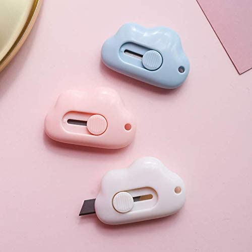 JQYXSS 3 Pcs Cloud Shaped Mini Art Utility Knives Box Cutter Retractable Letter OpenerPortable, Suitable for Cutting Envelopes