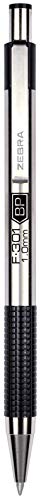 Zebra Pen F-301 Retractable Ballpoint Pen, Stainless Steel Barrel, Fine Point, 0.7mm, Assorted Ink, 4-Pack