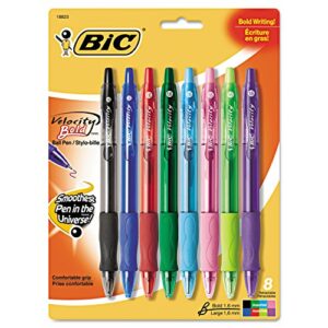 bic retractable ballpoint pens-ball point pen,ret,rubber grip,1.6mm,8/pk,ast barrel/ast ink