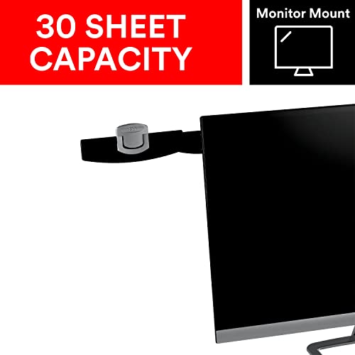 3M Monitor Mount Document Clip Copy Clip, Mounts Right or Left with Command™ Adhesive, Use on Monitors and Laptops for Easy Viewing and Reduced Clutter, Holds up to 30 Sheets, Black (DH240MB)