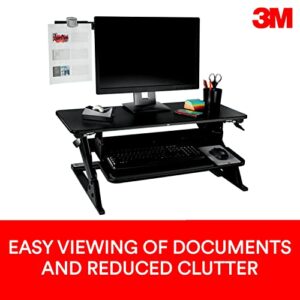 3M Monitor Mount Document Clip Copy Clip, Mounts Right or Left with Command™ Adhesive, Use on Monitors and Laptops for Easy Viewing and Reduced Clutter, Holds up to 30 Sheets, Black (DH240MB)