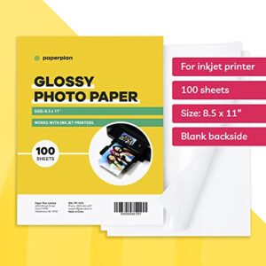 Glossy Photo Paper For Printer 8.5 x 11” (100 Sheets, 200 Gsm) - Picture Paper for Printer - Works with Inkjet Printer // Paper Plan