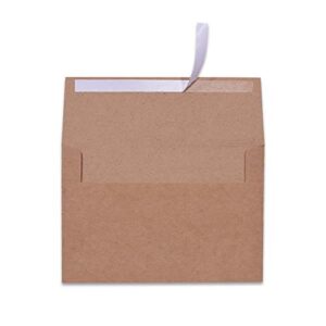 100 pack a7 brown kraft paper invitation 5 x 7 envelopes – quick self seal for 5×7 cards| perfect for weddings, invitations, baby shower| stationery for general, office | 5.25 x 7.25 inches