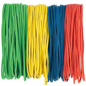 bilinny large rubber bands heavy duty 1/2 lb – made in usa – 4 assorted colors included – long rubber bands office supplies for files – home & kitchen use – 7×1/8 inches