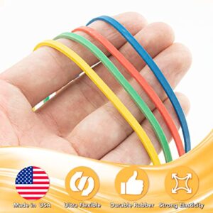 Bilinny Large Rubber Bands Heavy Duty 1/2 LB - Made in USA - 4 Assorted Colors included - Long Rubber Bands Office Supplies for Files - Home & Kitchen Use - 7x1/8 inches