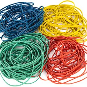 Bilinny Large Rubber Bands Heavy Duty 1/2 LB - Made in USA - 4 Assorted Colors included - Long Rubber Bands Office Supplies for Files - Home & Kitchen Use - 7x1/8 inches