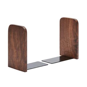 pandapark wood bookends,pack of 1 pair,non-skid,black walnut,office book stand (black walnut-a)