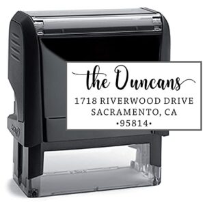 personalized the duncans self-inking address stamp and ink | custom self-inking address stamp with name | personalized couples address stamps | custom rubber address stamp