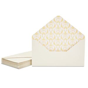 Vintage Letter Writing Kit with 60 Sheets of Gold Border Paper and 30 Envelopes for Letters, Valentine's (7.25 x 10 In)