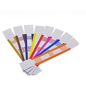 L LIKED Pack of 400 Money Band Bundles Self Sealing Currency Straps for Bill Wrappers (50 of Each - 400 Assorted)