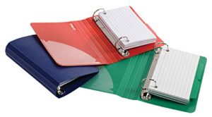 oxford index card binder with dividers, 3″ x 5″, color will vary, 50 cards,1 binder (73570),assorted (blue, green, red)