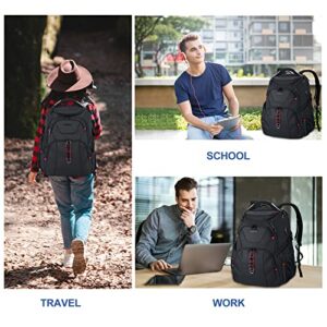 VANKEAN 17.3'' Travel Laptop Backpack TSA Friendly, Water Resistant Anti Theft Extra Large Backpack with RFID Pockets College Backpacks with USB Port for Men Women School Business Work Bag, Black