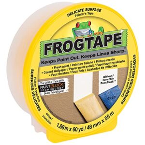 frogtape 280222 delicate surface painter’s tape with paintblock, 1.88 inch width, yellow