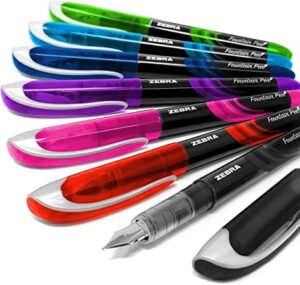 zebra fuente – disposable fountain pen – one of each coloured ink – pack of 7