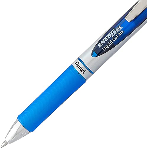 Pentel EnerGel Liquid Gel Ink Pens 0.7 mm - Pack of 5 Blue Deluxe RTX Energel Pens with 3 Refills