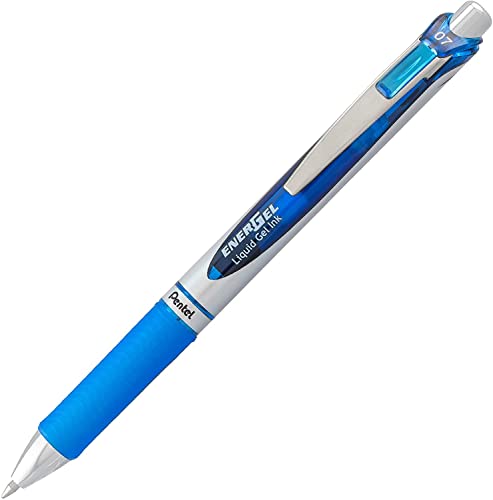 Pentel EnerGel Liquid Gel Ink Pens 0.7 mm - Pack of 5 Blue Deluxe RTX Energel Pens with 3 Refills