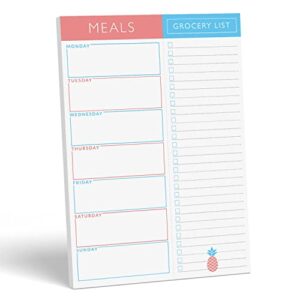 Sweetzer & Orange Meal Planner Magnetic Pad | 7x10 inch Notepad for Organized Weekly & Daily Planning | Tear-Off Grocery List Checklist for Convenient Shopping | Notepads for Refrigerator Door