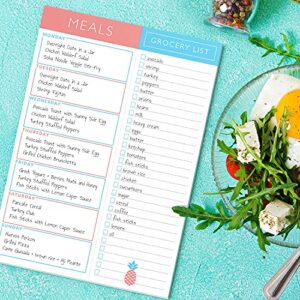 Sweetzer & Orange Meal Planner Magnetic Pad | 7x10 inch Notepad for Organized Weekly & Daily Planning | Tear-Off Grocery List Checklist for Convenient Shopping | Notepads for Refrigerator Door