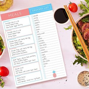 Sweetzer & Orange Meal Planner Magnetic Pad | 7x10 inch Notepad for Organized Weekly & Daily Planning | Tear-Off Grocery List Checklist for Convenient Shopping | Notepads for Refrigerator Door