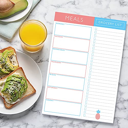 Sweetzer & Orange Meal Planner Magnetic Pad | 7x10 inch Notepad for Organized Weekly & Daily Planning | Tear-Off Grocery List Checklist for Convenient Shopping | Notepads for Refrigerator Door