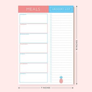 Sweetzer & Orange Meal Planner Magnetic Pad | 7x10 inch Notepad for Organized Weekly & Daily Planning | Tear-Off Grocery List Checklist for Convenient Shopping | Notepads for Refrigerator Door