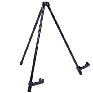 u.s. art supply 14″ high exhibitor black steel tabletop instant display easel – small portable tripod stand, adjustable holders – display paintings, framed pictures, event signs, posters, holds 5 lbs