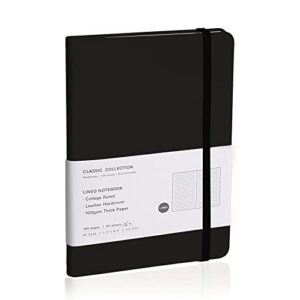 emomas lined journal notebook, (black), 160 pages, medium 5.7 inches x 8 inches – 100 gsm thick paper, hardcover