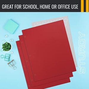 Two Pocket Portfolio Folders, 50-Pack, RED, Letter Size Paper Folders, by Better Office Products, 50 Pieces, Red