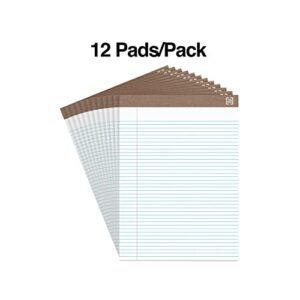 staples 100% recycled 8 1/2″ x 11 3/4″, white, perforated notepads, narrow ruled, 12/pack