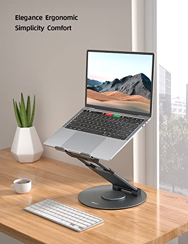 Nulaxy Telescopic 360 Rotating Laptop Stand for Desk Adjustable Height Swivel Pull Out Design Ergonomic Laptop Riser Fits All MacBook, Laptops - LS18