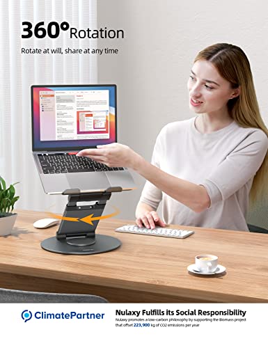 Nulaxy Telescopic 360 Rotating Laptop Stand for Desk Adjustable Height Swivel Pull Out Design Ergonomic Laptop Riser Fits All MacBook, Laptops - LS18