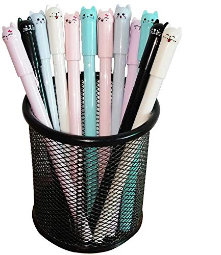 sencoo Girl Cute Pens Kawaii Pen Cute Cat Pen 0.5 mm Gel Pens Black Ball Point Pens for School Office Supplies (12 cat)