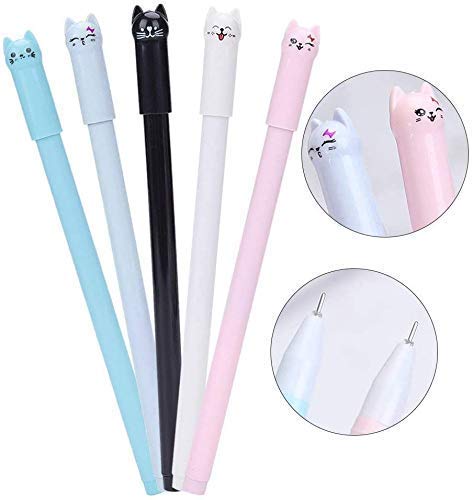 sencoo Girl Cute Pens Kawaii Pen Cute Cat Pen 0.5 mm Gel Pens Black Ball Point Pens for School Office Supplies (12 cat)