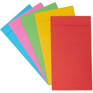 100 Pack Colorful Money Envelopes for Cash, Payroll, Money Saving, Coins, Currency, 100GSM (4 x 7 In)