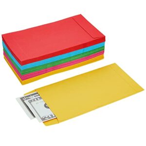 100 Pack Colorful Money Envelopes for Cash, Payroll, Money Saving, Coins, Currency, 100GSM (4 x 7 In)