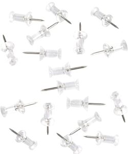 100-pack push pins tacks, clear plastic head, steel point,thumb tacks for wall corkboard map calendar photo -home office craft projects heavy duty plastic head steel pin (100-pack)