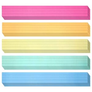 100 pack sentence strips for teachers, 3 x 24 lined paper borders for classroom, bulletin board, 5 colors
