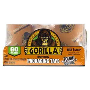 gorilla packing tape tough & wide refill for moving, shipping and storage, 2.83″ x 30 yd, 2 rolls (pack of 1)