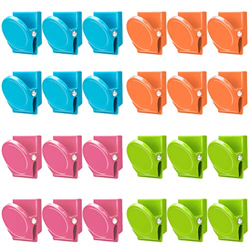 Magnetic Clips, 24 Pieces Magnetic Metal Clips, Fridge Magnet Refrigerator Whiteboard Wall Fridge Magnetic Memo Note Clips Magnets Metal Clip