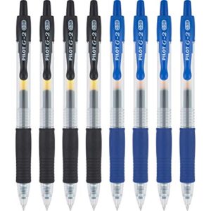PILOT Pen 16591 G2 Premium Refillable And Retractable Gel Ink Pens, Ultra Fine Point (0.38mm), Black and Blue, 8 Count