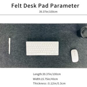 DAWNTREES Large Felt Desk Pad , 40''x16'' Full Desk Mouse Pad, Desk Pad for Keyboard ,Computer Mat for Desk ,100X40cm Felt Desk Mat for Desk Pad Protector