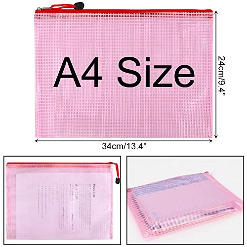 EOOUT 10pcs Mesh Zipper Pouch Zipper File Bags, Puzzle Project Bags for Cross Stitch and Organizing Storage, Letter Size A4 Size for Travel, School, Board Games and Office Supplies