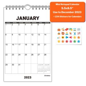cranbury 2023 small wall calendar – (5.5×8.5″), mini notepad calendar, little wall calendar 2023 for desk, fridge, or bulletin board, includes stickers