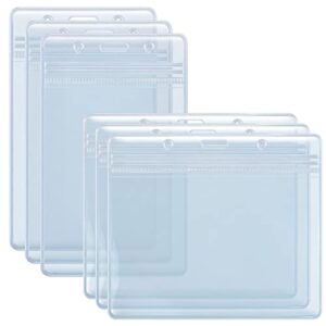 6pcs id card holders, vertical & horizontal id badge holder, premium clear plastic id holders for badges, resealable zip, card protector waterproof for work id card, name tag, driver license