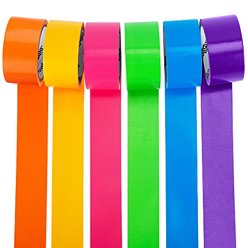 Craftzilla Rainbow Colored Duct Tape — 6 Bright Duct Tape Colors — 10 Yards x 2 Inch — Waterproof Duct Tape — Colored Duct Tape Multipack for Arts — Heavy Duty Duct Tape — Color Duct Tape Rolls