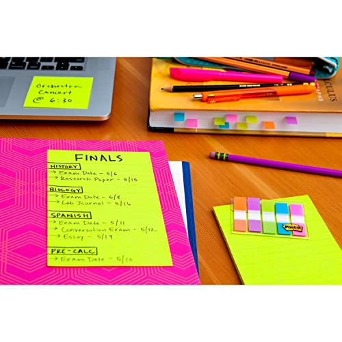 Post-it Super Sticky Notes, 4x6 in, 5 Pads/Pack, 90 Sheets/Pad, Amazon Exclusive Bright Color Collection, Aqua Splash, Acid Lime, Sunnyside, Guava and Iris Infusion