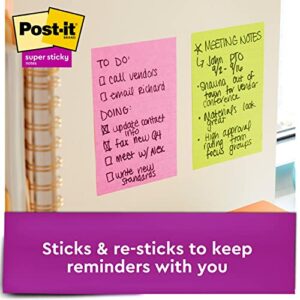 Post-it Super Sticky Notes, 4x6 in, 5 Pads/Pack, 90 Sheets/Pad, Amazon Exclusive Bright Color Collection, Aqua Splash, Acid Lime, Sunnyside, Guava and Iris Infusion