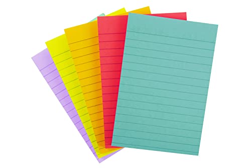 Post-it Super Sticky Notes, 4x6 in, 5 Pads/Pack, 90 Sheets/Pad, Amazon Exclusive Bright Color Collection, Aqua Splash, Acid Lime, Sunnyside, Guava and Iris Infusion