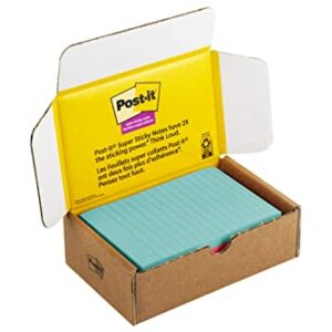 Post-it Super Sticky Notes, 4x6 in, 5 Pads/Pack, 90 Sheets/Pad, Amazon Exclusive Bright Color Collection, Aqua Splash, Acid Lime, Sunnyside, Guava and Iris Infusion